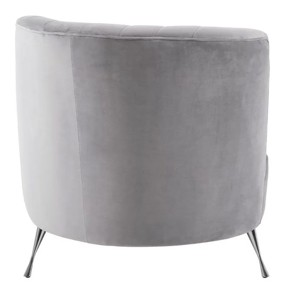 Rene Right Arm Lounge Chaise - Grey, Velvet