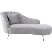 Rene Right Arm Lounge Chaise - Grey, Velvet