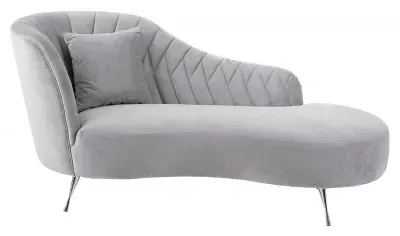 Rene Right Arm Lounge Chaise - Grey, Velvet image