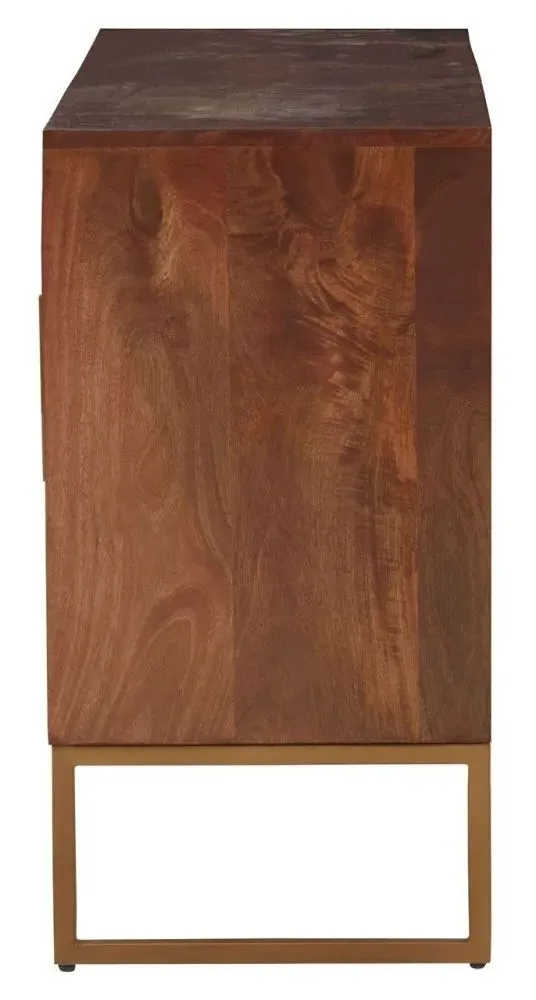 Ridge 2 Door Sideboard with Herringbone Pattern - Brown, Mango Wood