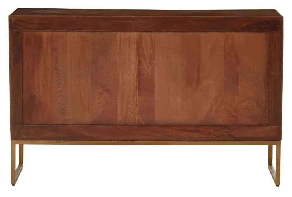 Ridge 2 Door Sideboard with Herringbone Pattern - Brown, Mango Wood