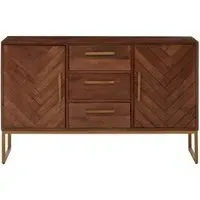 Ridge 2 Door Sideboard with Herringbone Pattern - Brown, Mango Wood
