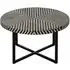 Round Coffee Table with Cross Base - Black, Bone Inlay