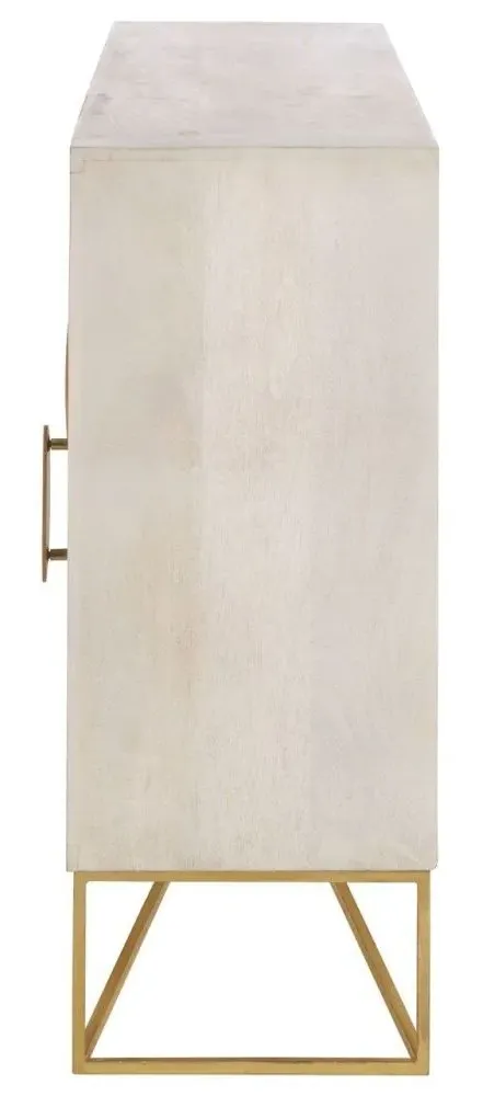 Sadras 4 Door Sideboard - Whitewash, Mango Wood