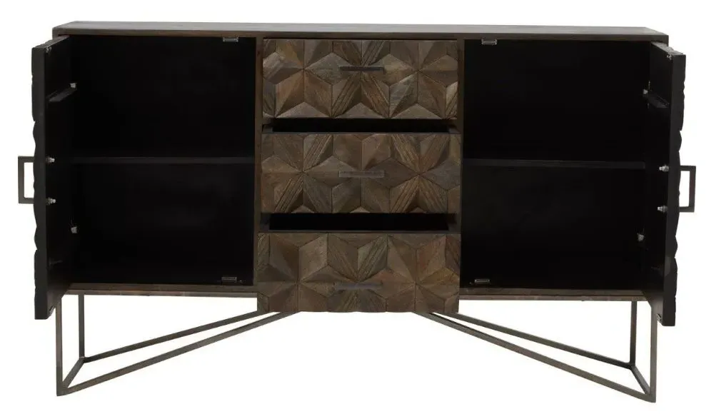 Sadras Medium Sideboard 2 Doors - Grey, Mango Wood