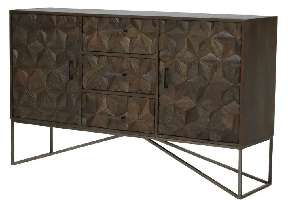 Sadras Medium Sideboard 2 Doors - Grey, Mango Wood