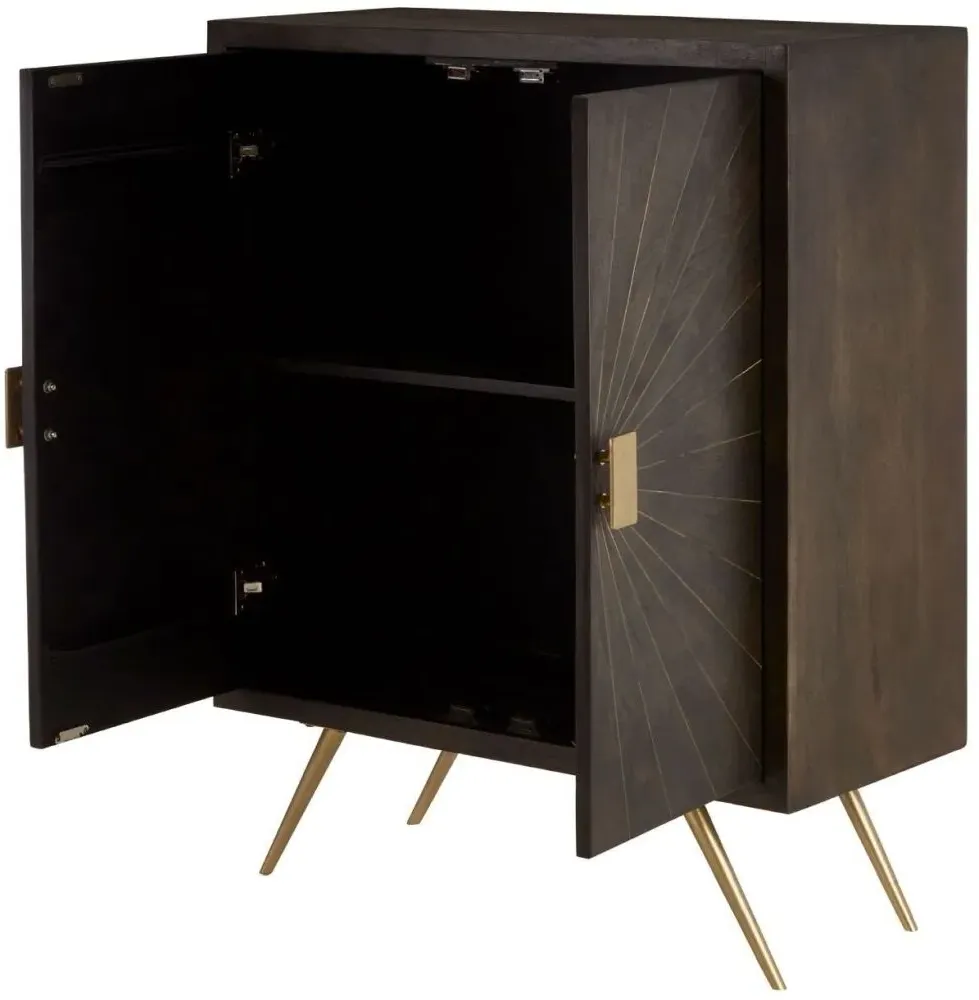 Sagor 2 Door Hall Cabinet - Grey, Mango Wood