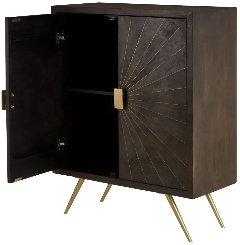 Sagor 2 Door Hall Cabinet - Grey, Mango Wood