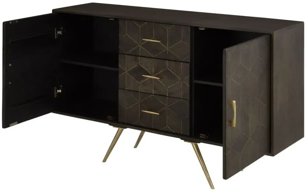 Sagor 2 Door Medium Sideboard - Grey, Mango Wood