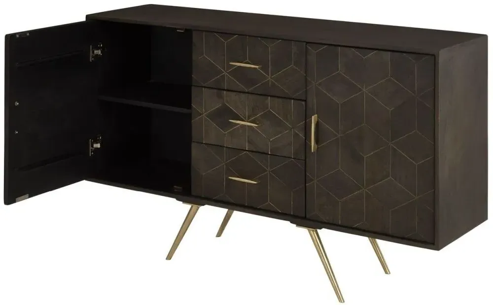 Sagor 2 Door Medium Sideboard - Grey, Mango Wood