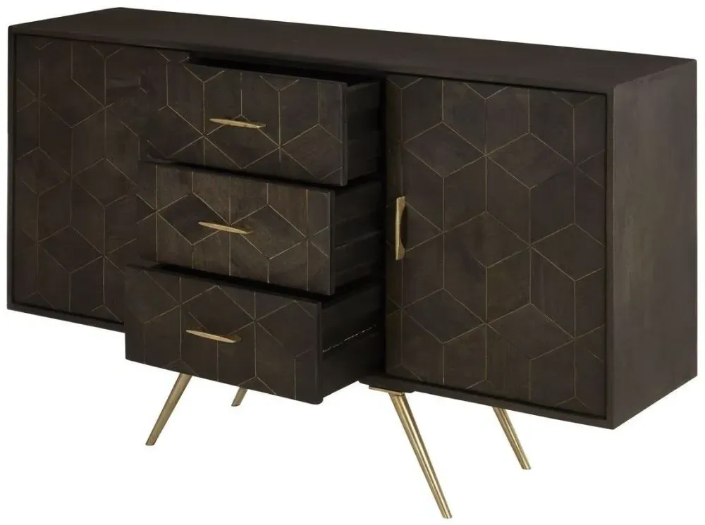 Sagor 2 Door Medium Sideboard - Grey, Mango Wood