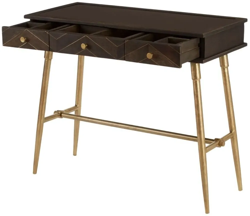 Sagor 3 Drawer Console Table - Grey, Mango Wood