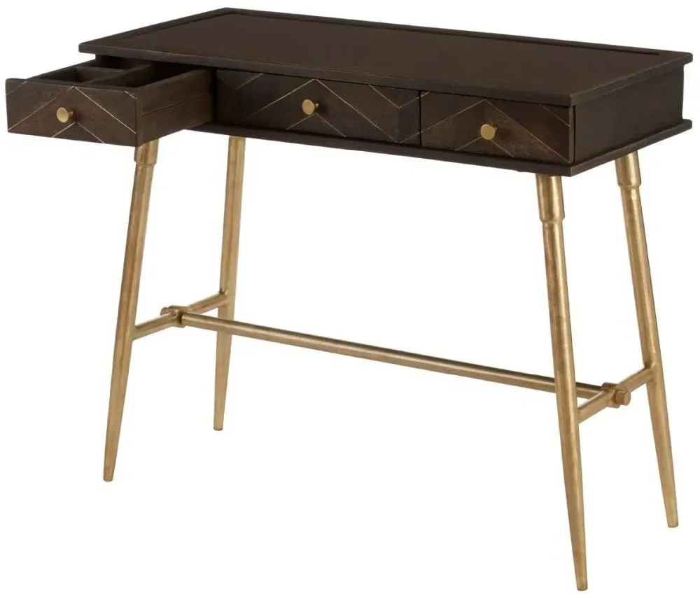 Sagor 3 Drawer Console Table - Grey, Mango Wood