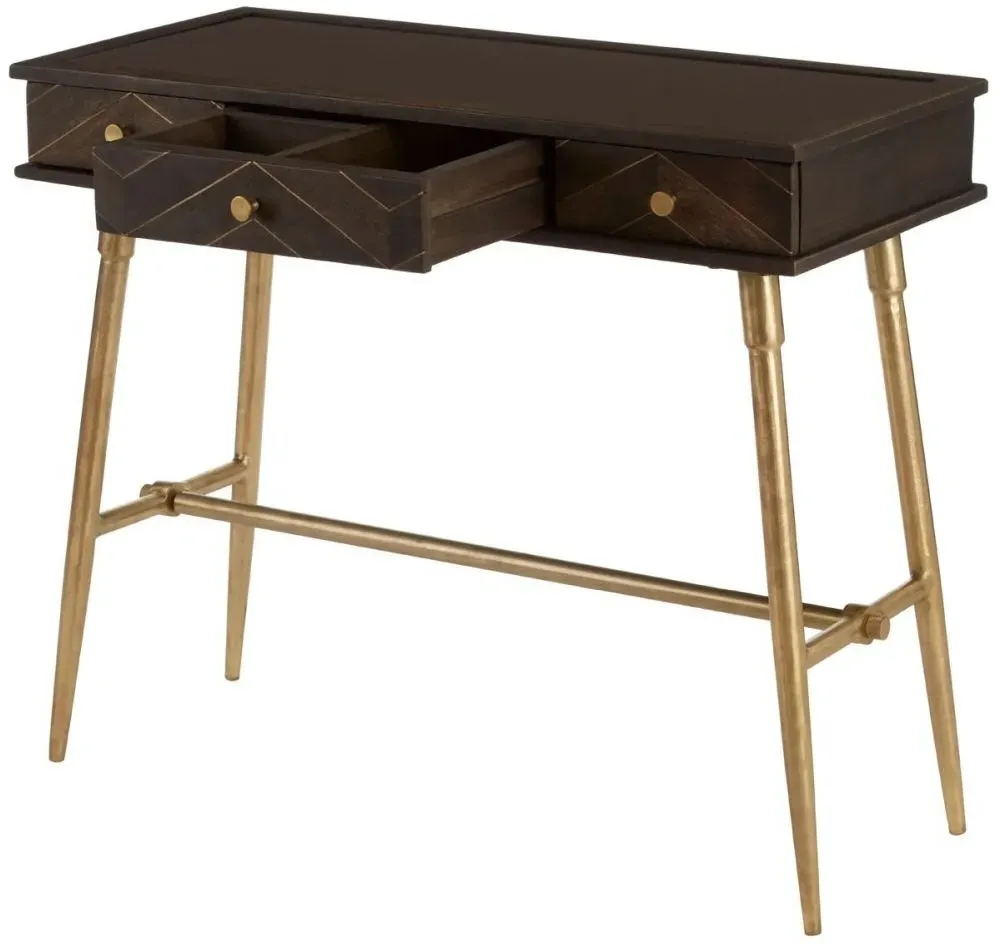 Sagor 3 Drawer Console Table - Grey, Mango Wood