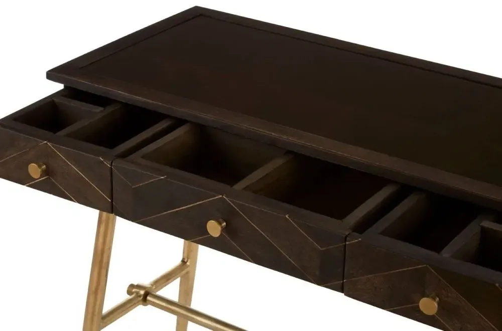 Sagor 3 Drawer Console Table - Grey, Mango Wood