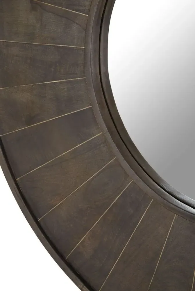Sagor Round Wall Mirror - Grey, Mango Wood