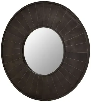 Sagor Round Wall Mirror - Grey, Mango Wood image