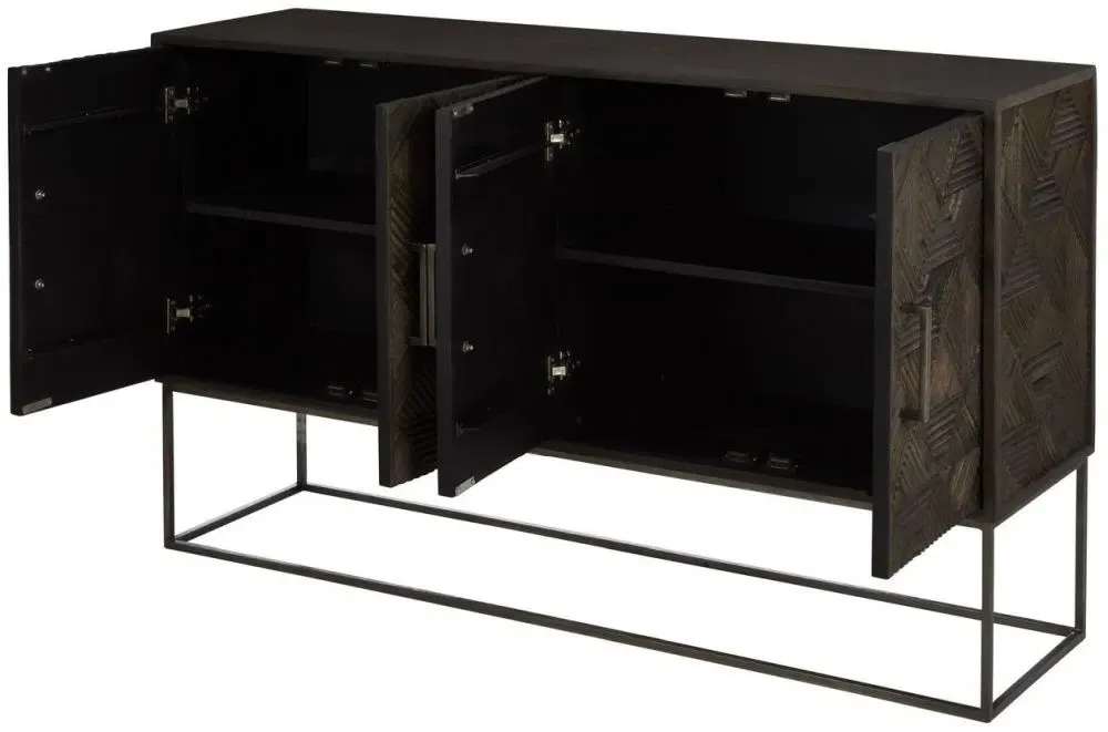 Saira 4 Door Sideboard - Grey, Mango Wood