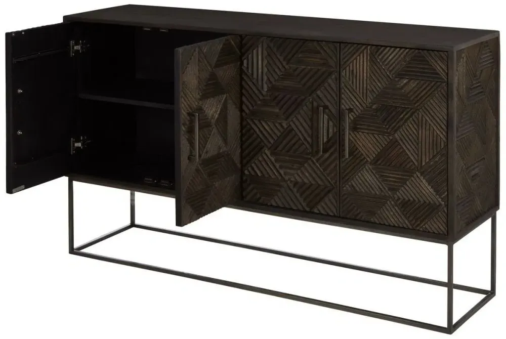 Saira 4 Door Sideboard - Grey, Mango Wood