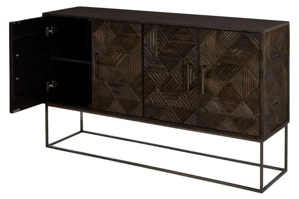 Saira 4 Door Sideboard - Metallic Antique Brass, Mango Wood