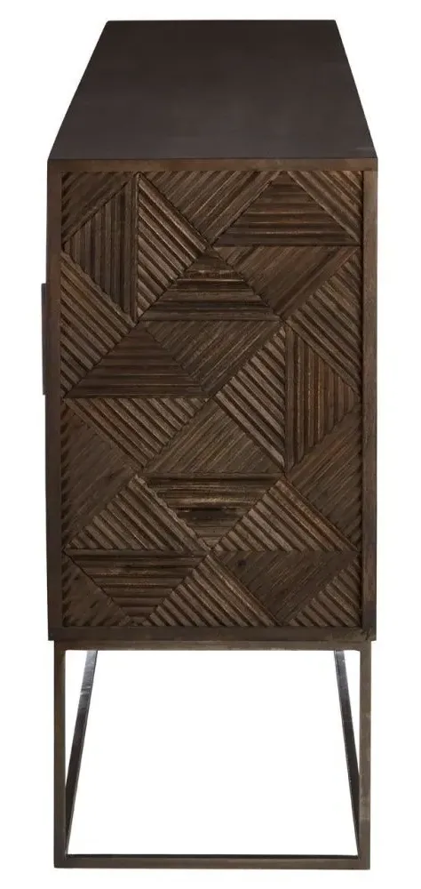 Saira 4 Door Sideboard - Metallic Antique Brass, Mango Wood