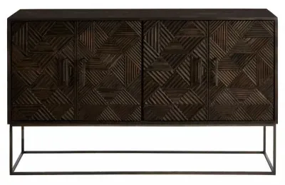 Saira 4 Door Sideboard - Metallic Antique Brass, Mango Wood