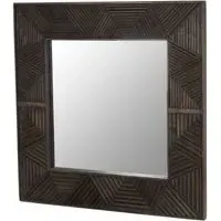 Saira Carved Square Wall Mirror - Grey, Mango Wood