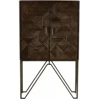 Saira Mango Wood Carved 2 Door Hall Cabinet - Grey