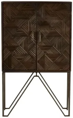 Saira Mango Wood Carved 2 Door Hall Cabinet - Grey image