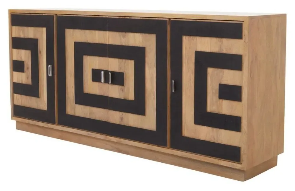 Salem 4 Door Extra Large Sideboard - Black, Mango Wood