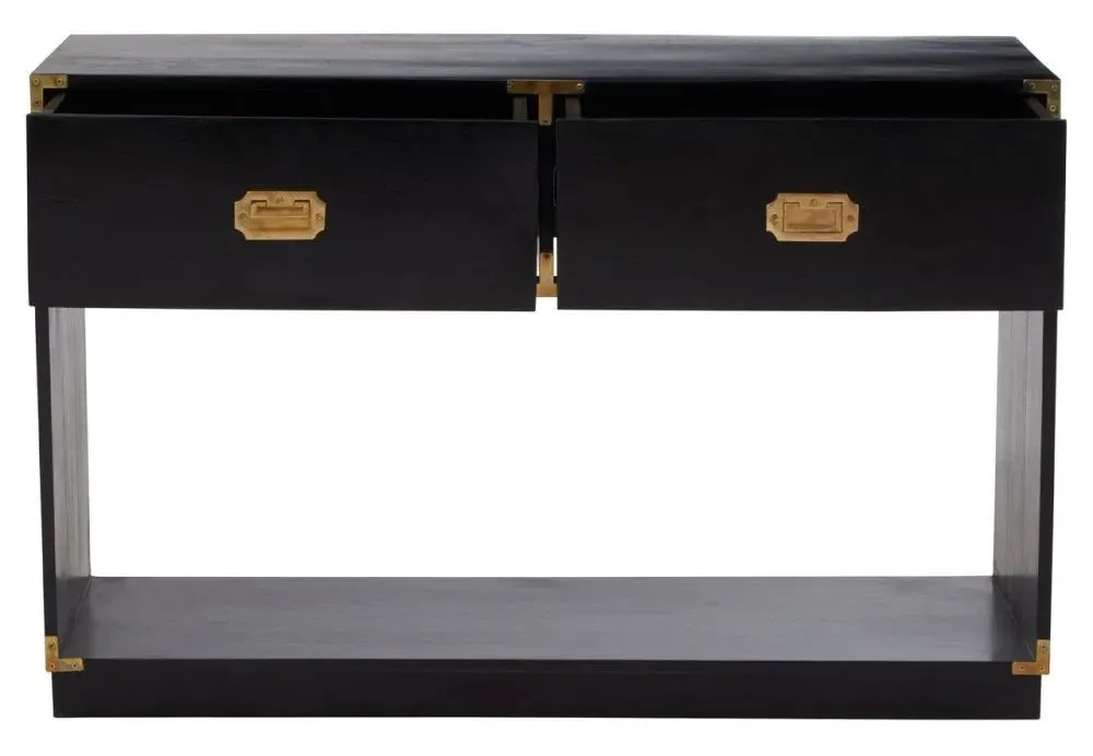Sarter 2 Drawer Console Table - Black, Mango Wood