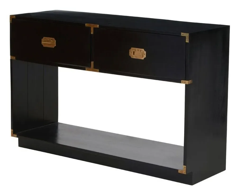 Sarter 2 Drawer Console Table - Black, Mango Wood