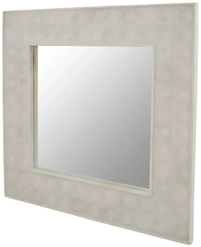 Satara Square Wall Mirror - White, Mango Wood
