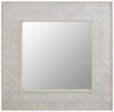 Satara Square Wall Mirror - White, Mango Wood