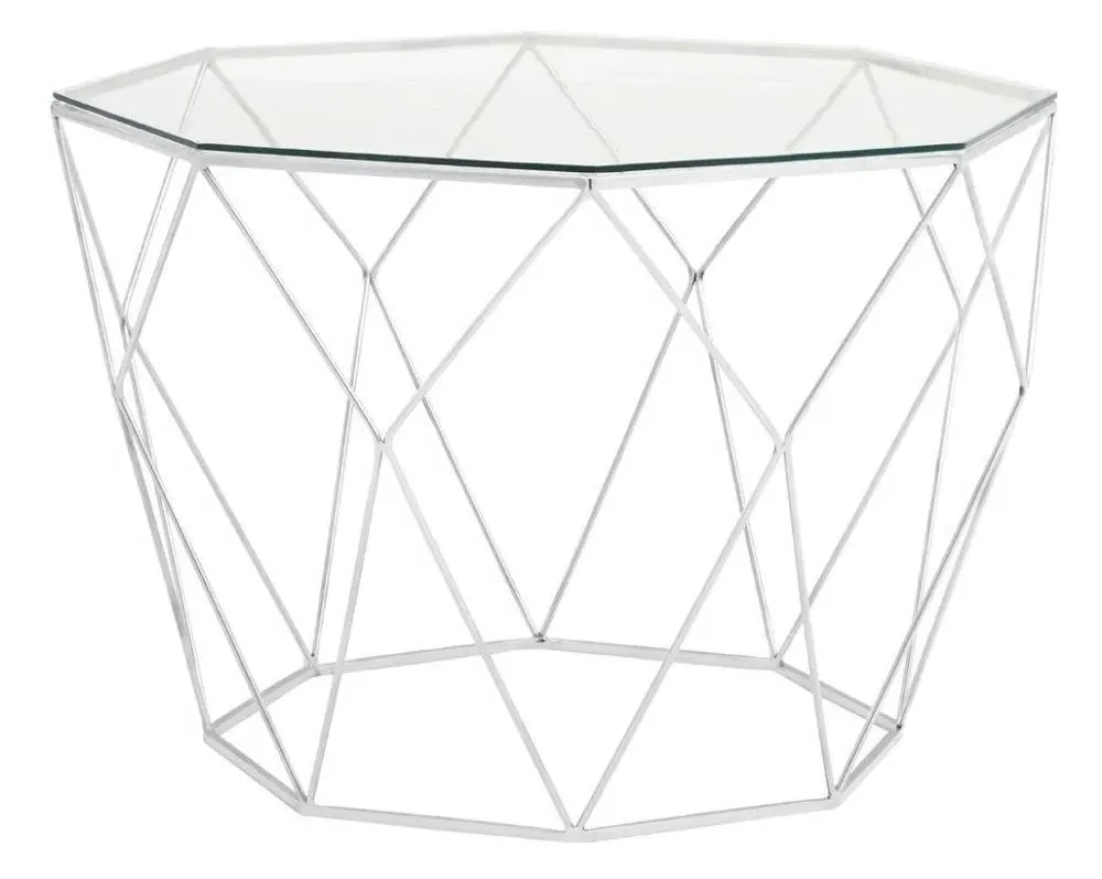 Shalimar Octagonal Coffee Table - Silver, Glass