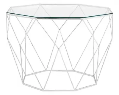 Shalimar Octagonal Coffee Table - Silver, Glass image