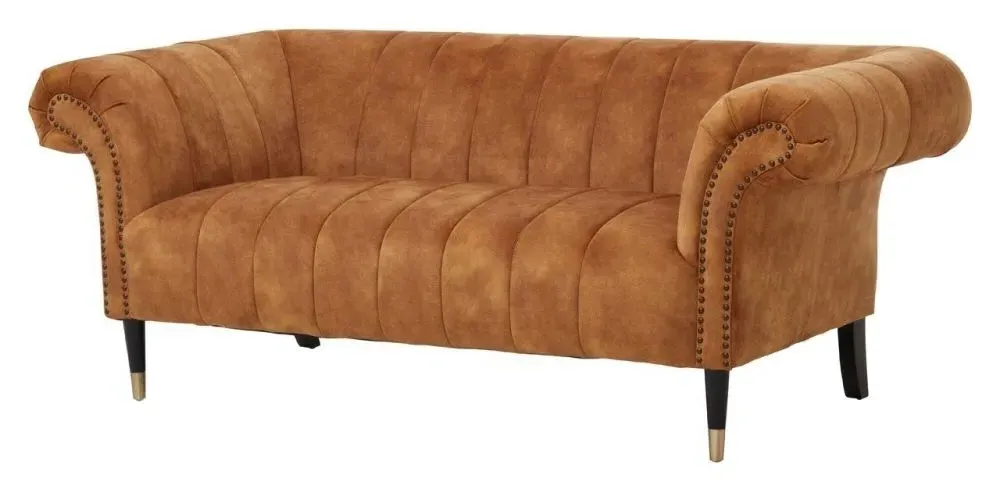 Siena 2-Seater Chesterfield Sofa - Brown, Velvet