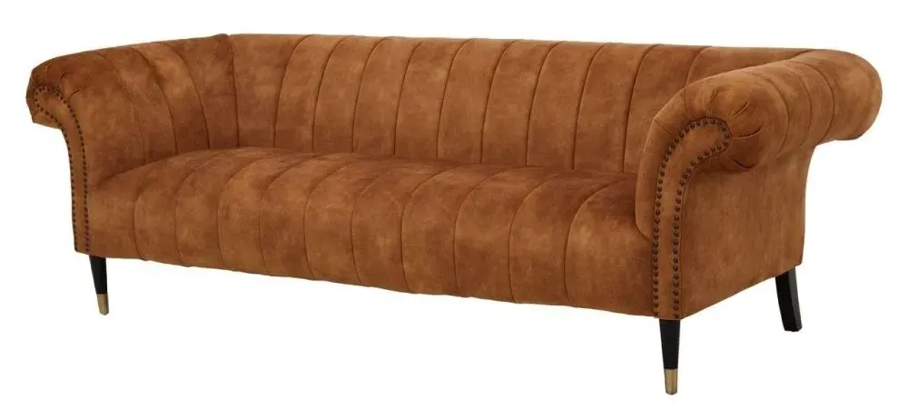 Siena 3-Seater Chesterfield Sofa - Brown, Velvet