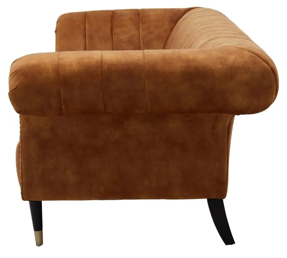 Siena 3-Seater Chesterfield Sofa - Brown, Velvet