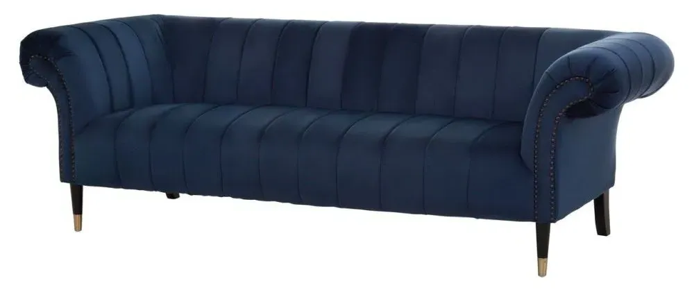Siena 3-Seater Chesterfield Sofa - Midnight Blue, Velvet