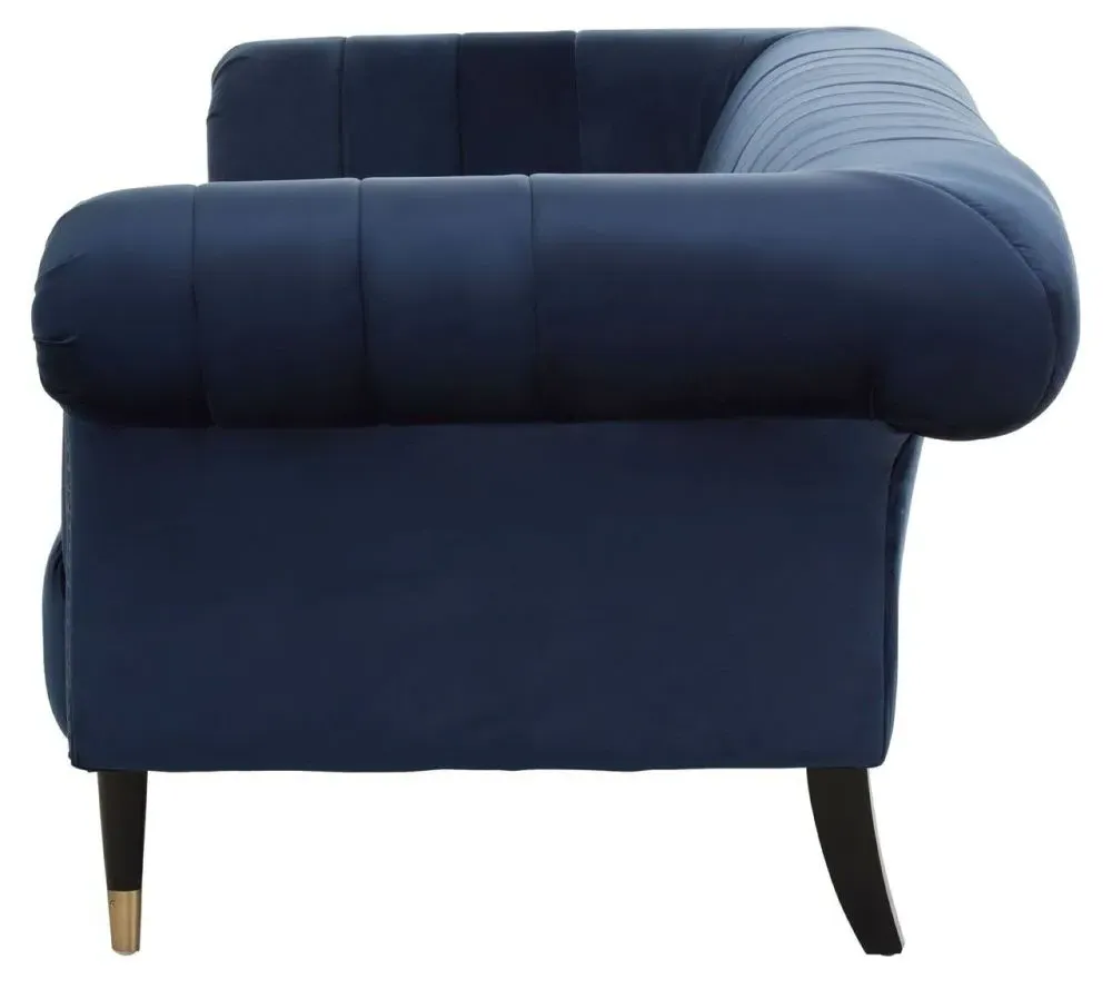 Siena 3-Seater Chesterfield Sofa - Midnight Blue, Velvet