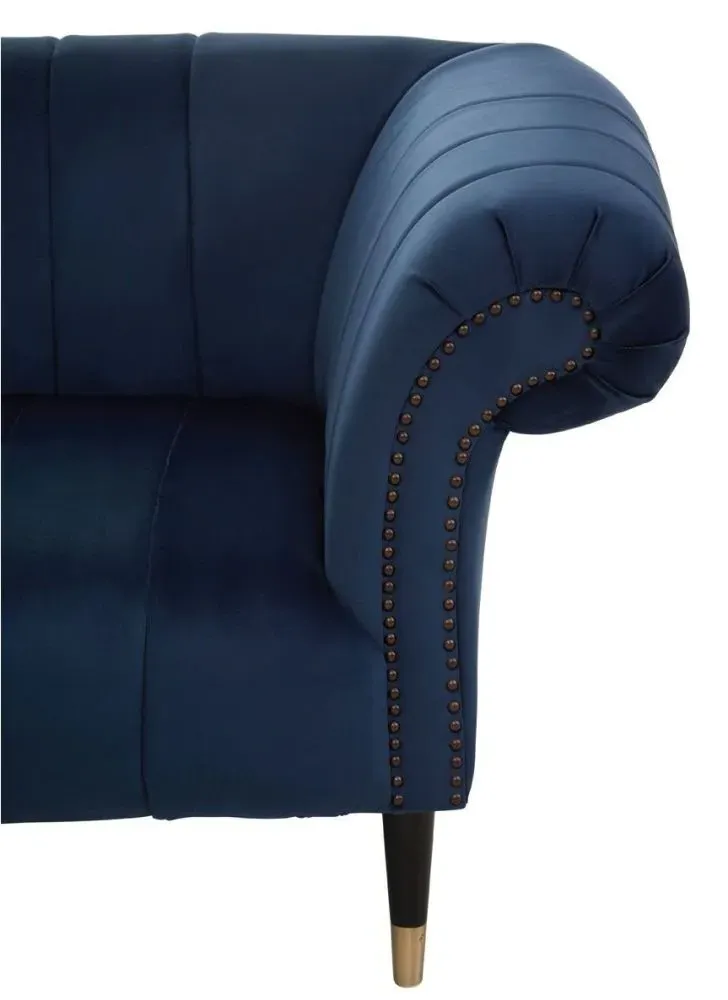Siena 3-Seater Chesterfield Sofa - Midnight Blue, Velvet
