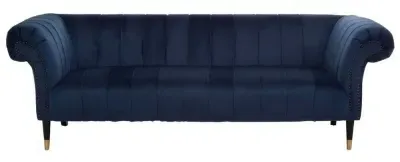 Siena 3-Seater Chesterfield Sofa - Midnight Blue, Velvet