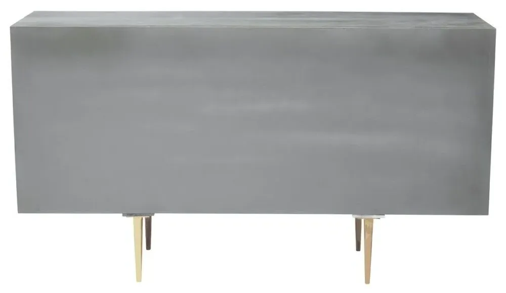 Siro Geometric 4 Door Sideboard - Grey, Mango Wood