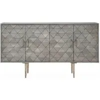 Siro Geometric 4 Door Sideboard - Grey, Mango Wood