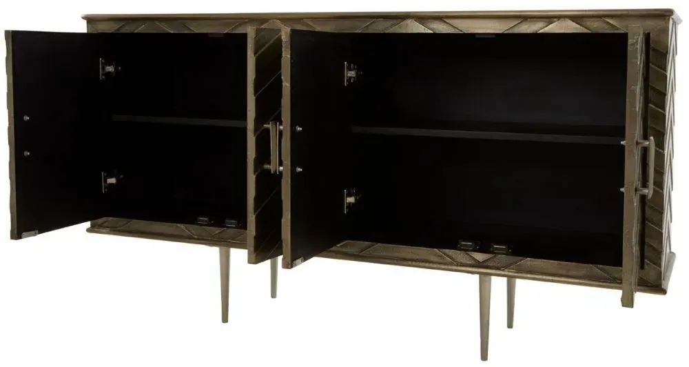Sirsa 4 Door Large Sideboard - Silver Metallic