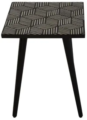 Square Side Table with Bone Inlay - Black image