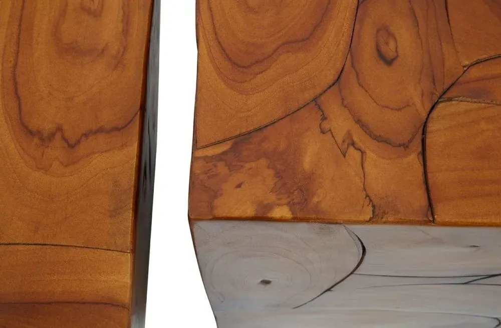 Surak Set of 3 Teak Root Stools - Brown