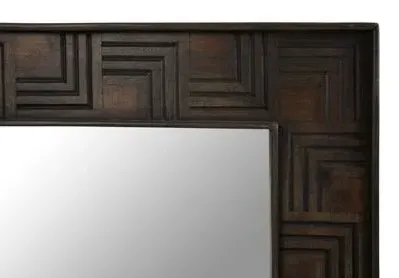 Surak Square Wall Mirror - Brown, Mango Wood