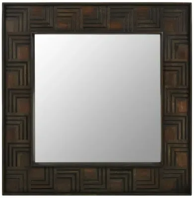 Surak Square Wall Mirror - Brown, Mango Wood